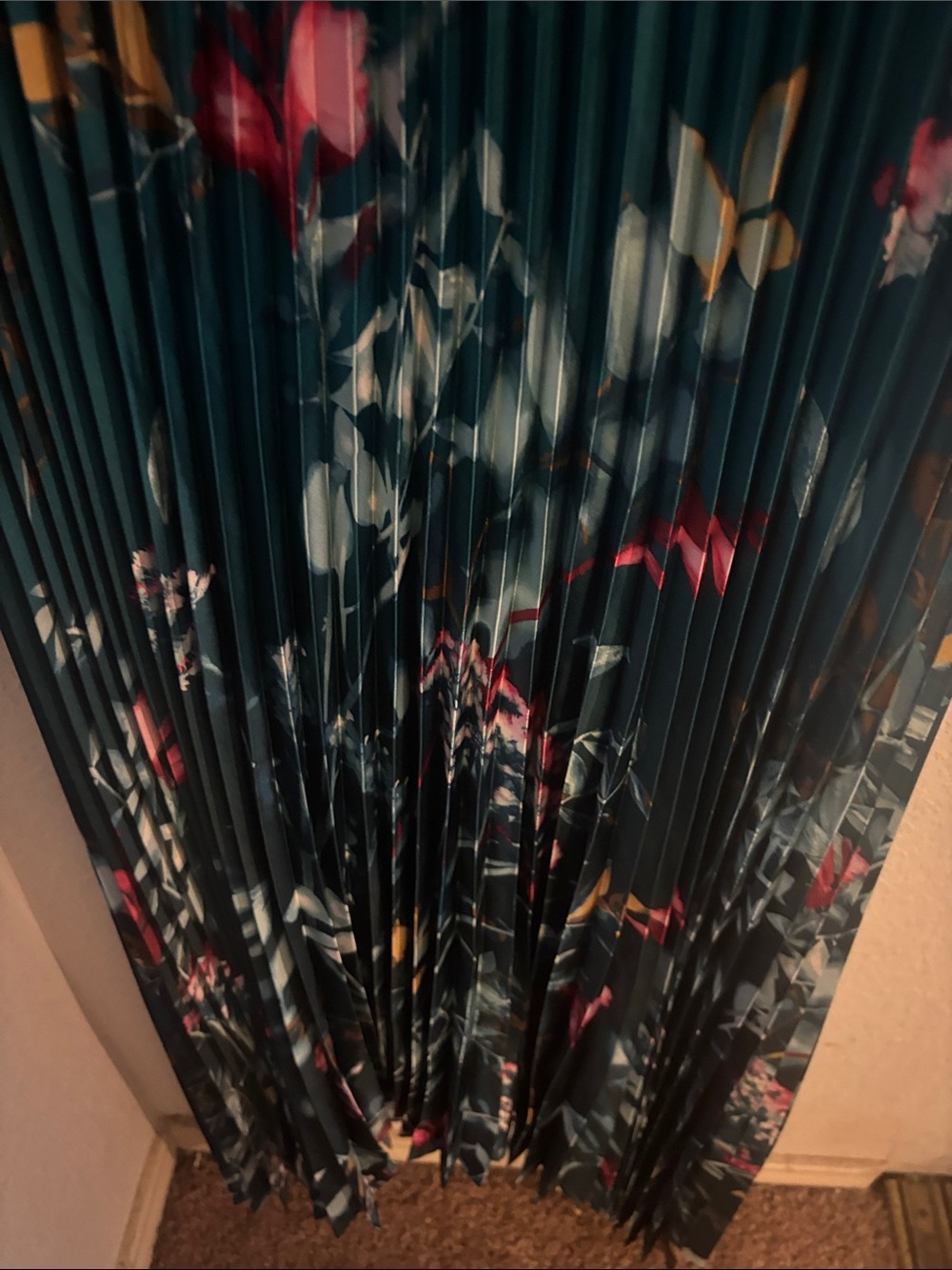 White House Black Market Teal Floral Halter Pleated Maxi Dress - Picture 2 of 4
